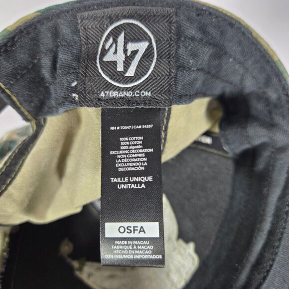 Charlotte Hornets Hat Camo Strapback Cap 47 Brand Green HWC Retro NBA Camouflage - Picture 6 of 6